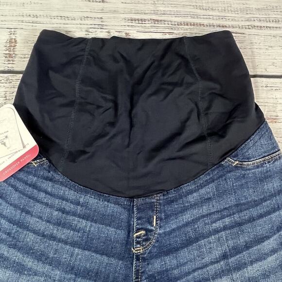 Isabel Maternity Denim Jean Bermuda Shorts sz 4/27 9" Inseam Crossover Panel - Picture 3 of 9